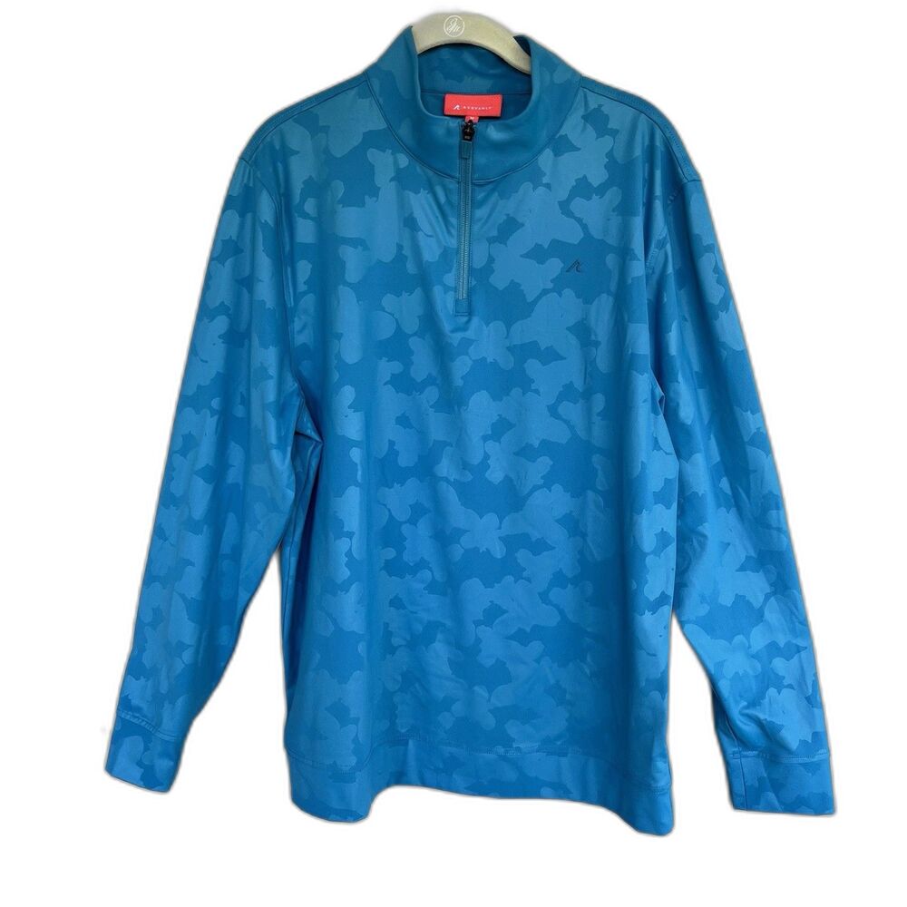 Redvanly Bronson 1/4 Zip Pullover Mens M Blue Abstract Camo Golf Athleisure